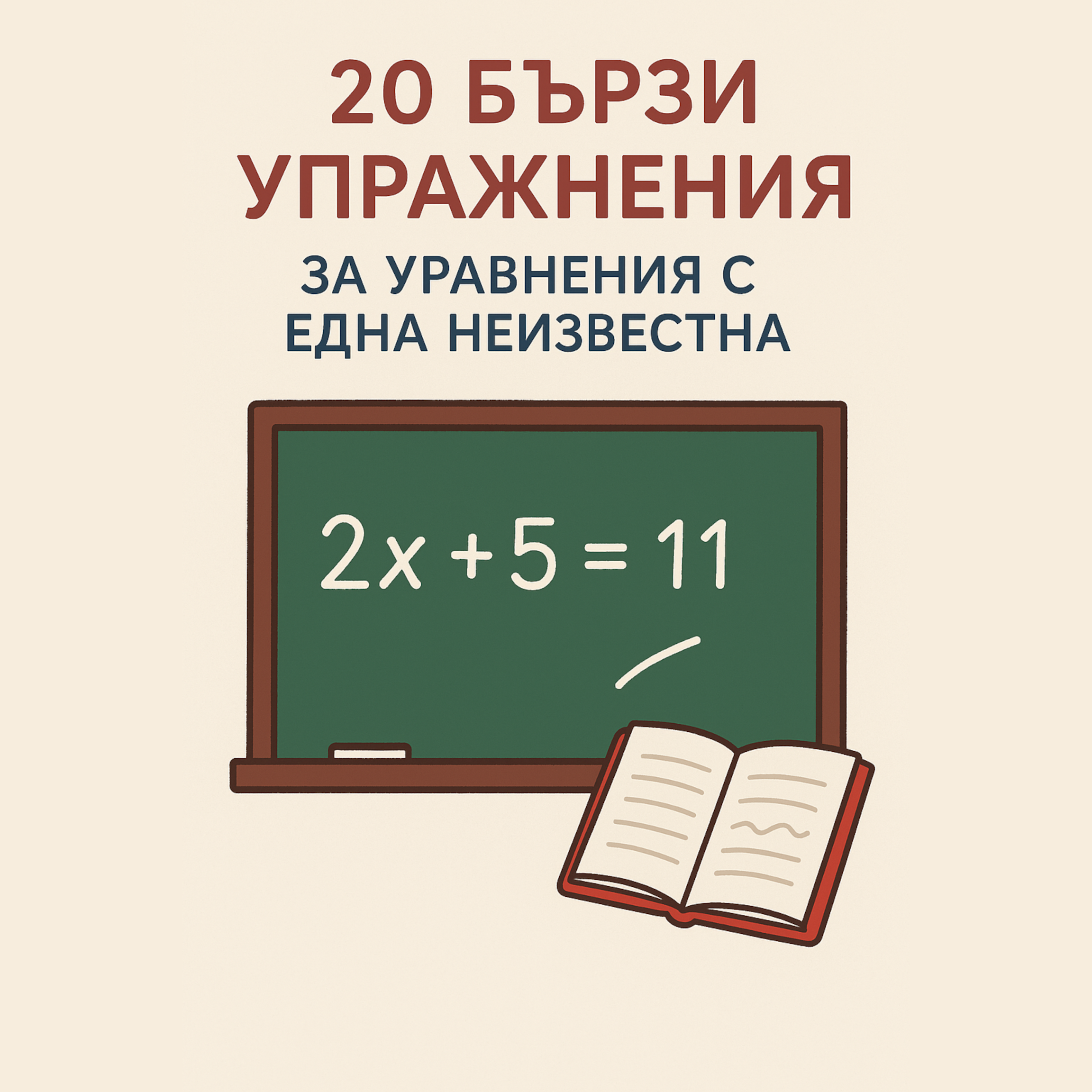 20 бързи упражнения за уравнения с една неизвестна