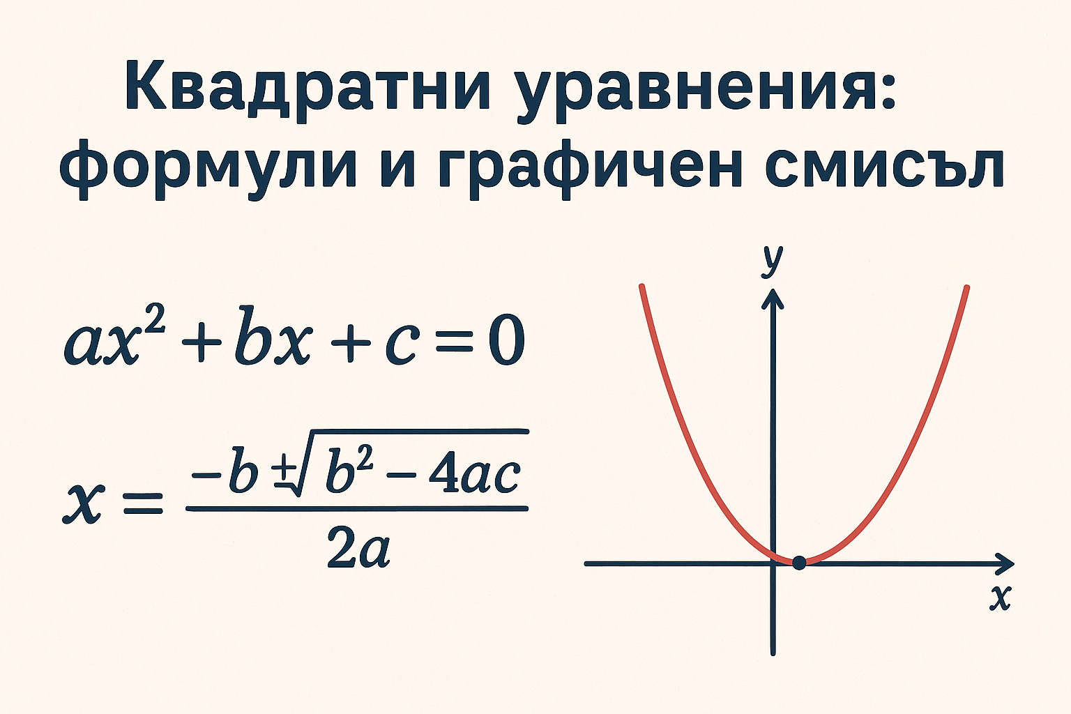 Квадратни уравнения: формули и графичен смисъл