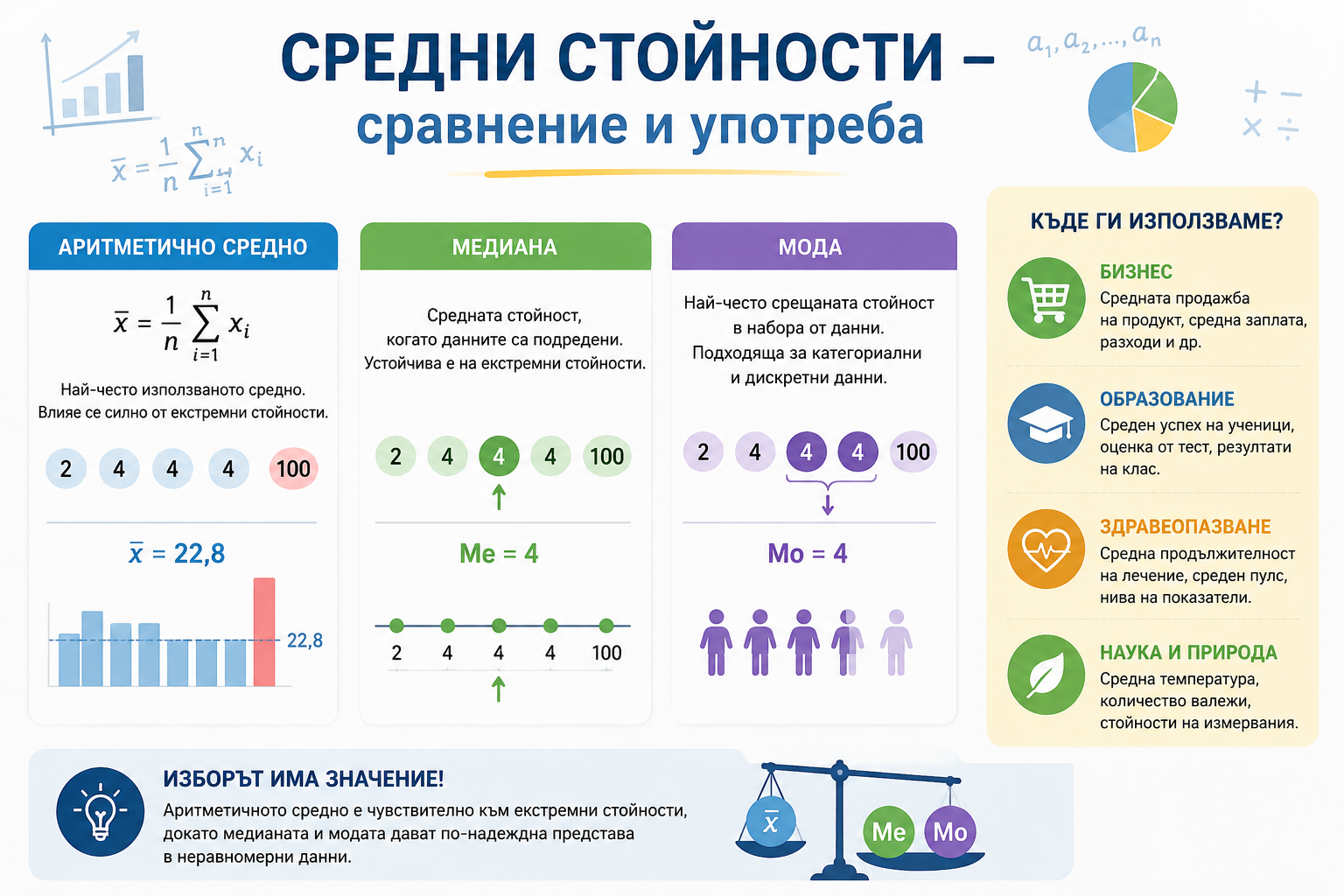 Средни стойности - сравнение и употреба